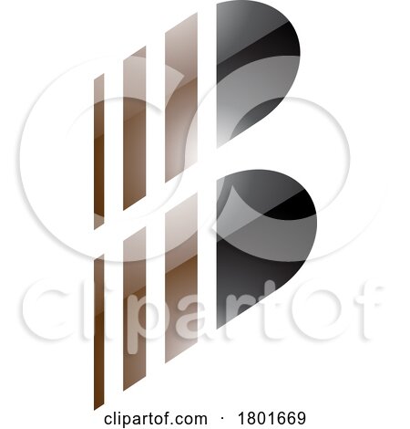 Black and Brown Glossy Letter B Icon with Vertical Stripes by cidepix