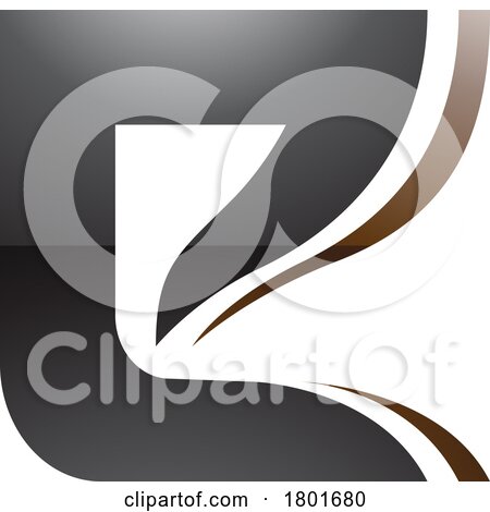 Black and Brown Wavy Layered Glossy Letter E Icon by cidepix
