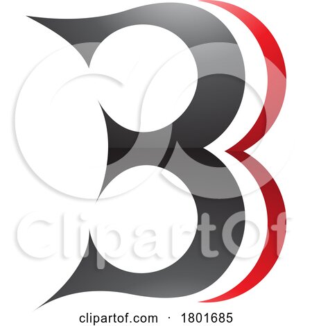 Black and Red Curvy Glossy Letter B Icon Resembling Number 3 by cidepix