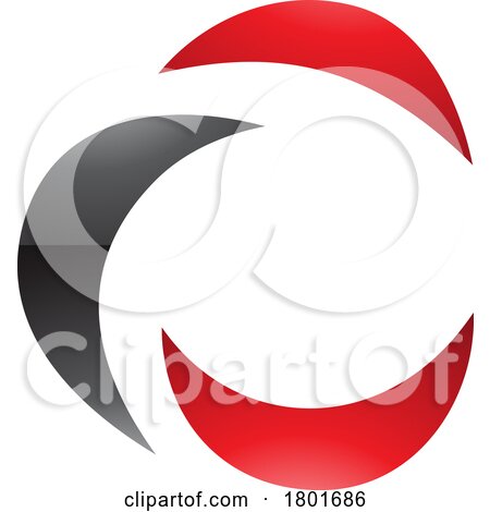 Black and Red Glossy Crescent Shaped Letter C Icon by cidepix