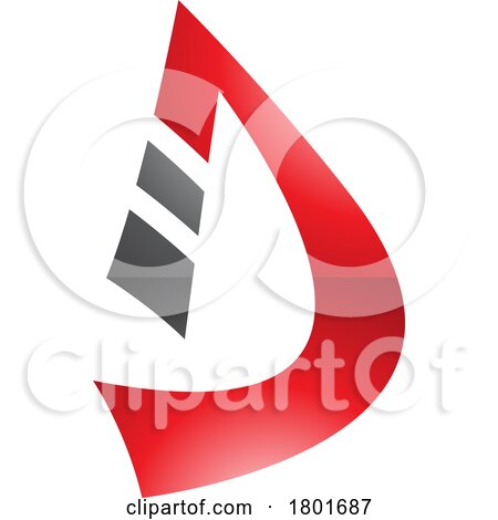 Black and Red Glossy Curved Strip Shaped Letter D Icon by cidepix