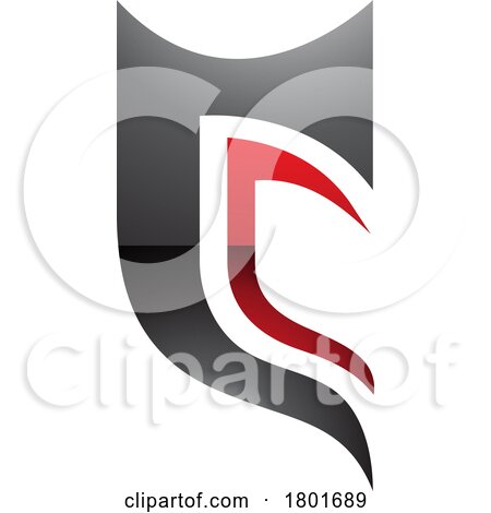 Black and Red Glossy Half Shield Shaped Letter C Icon by cidepix