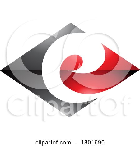 Black and Red Glossy Horizontal Diamond Shaped Letter E Icon by cidepix