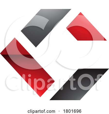 Black and Red Glossy Square Letter C Icon Made of Rectangles by cidepix