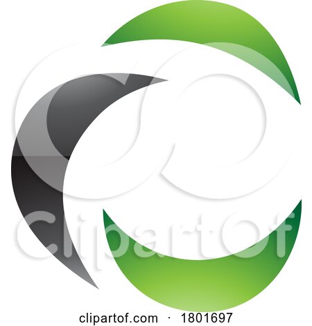 Black and Green Glossy Crescent Shaped Letter C Icon by cidepix