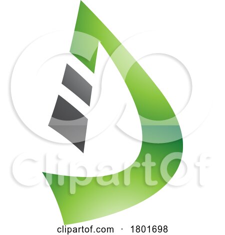 Black and Green Glossy Curved Strip Shaped Letter D Icon by cidepix