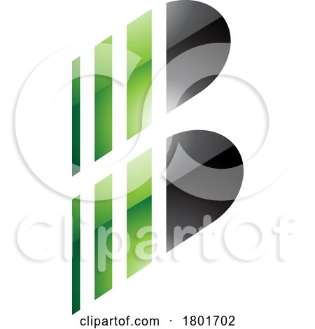 Black and Green Glossy Letter B Icon with Vertical Stripes by cidepix