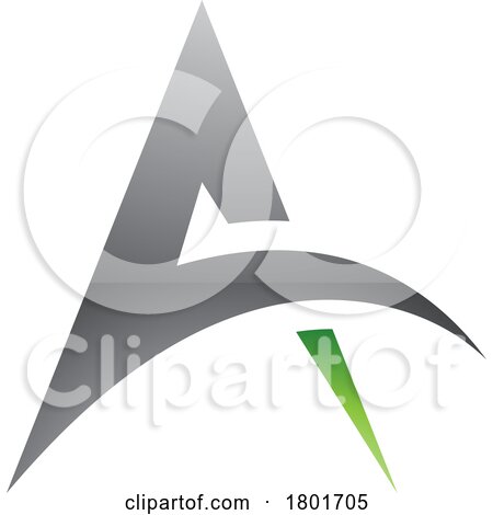 Black and Green Glossy Spiky Arch Shaped Letter a Icon by cidepix