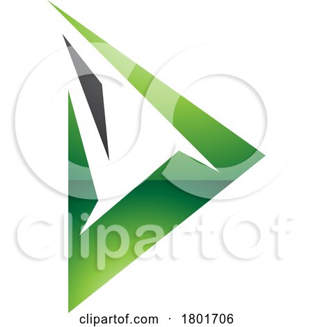 Black and Green Glossy Spiky Triangular Letter D Icon by cidepix
