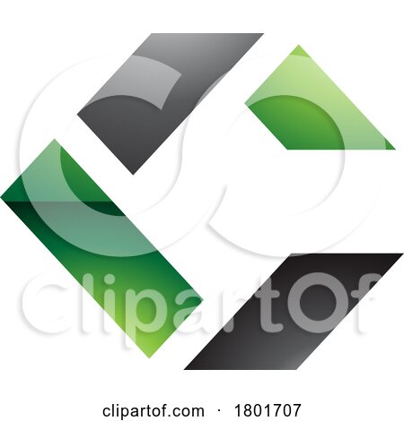 Black and Green Glossy Square Letter C Icon Made of Rectangles by cidepix