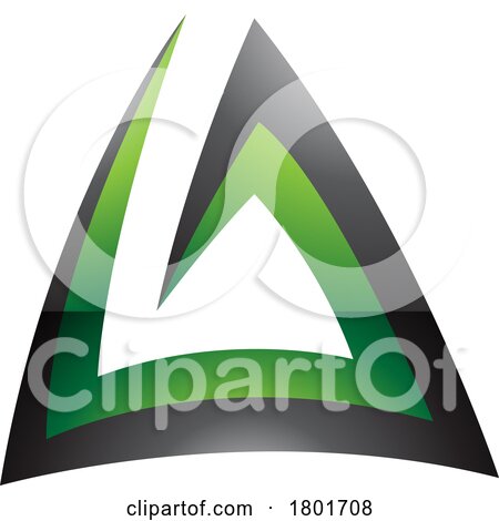 Black and Green Glossy Triangular Spiral Letter a Icon by cidepix