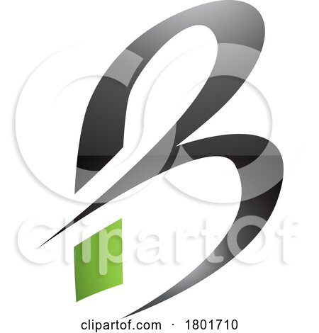 Black and Green Slim Glossy Letter B Icon with Pointed Tips by cidepix