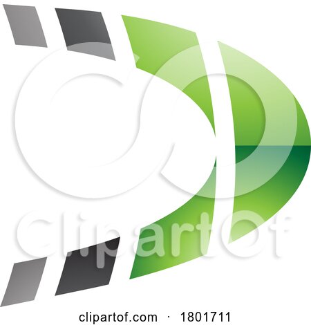 Black and Green Striped Glossy Letter D Icon by cidepix