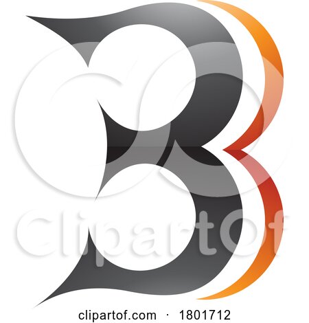 Black and Orange Curvy Glossy Letter B Icon Resembling Number 3 by cidepix