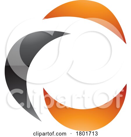 Black and Orange Glossy Crescent Shaped Letter C Icon by cidepix