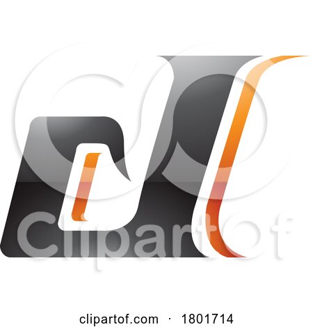 Black and Orange Glossy Lowercase Italic Letter D Icon by cidepix