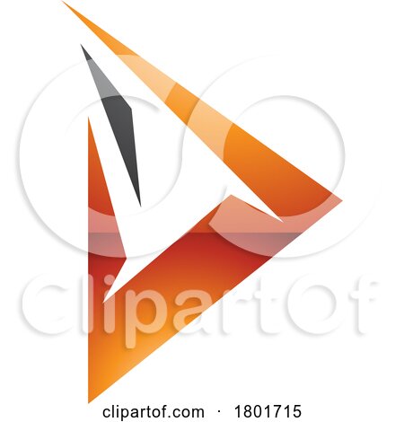 Black and Orange Glossy Spiky Triangular Letter D Icon by cidepix