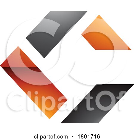 Black and Orange Glossy Square Letter C Icon Made of Rectangles by cidepix