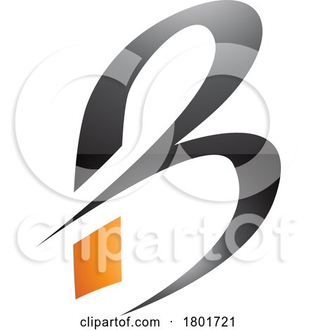 Black and Orange Slim Glossy Letter B Icon with Pointed Tips by cidepix