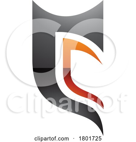 Black and Orange Glossy Half Shield Shaped Letter C Icon by cidepix