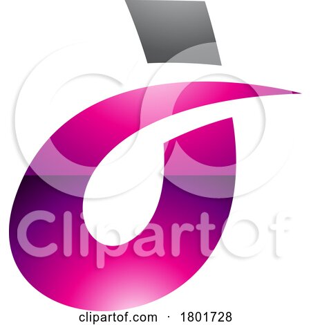 Black and Magenta Curved Glossy Spiky Letter D Icon by cidepix