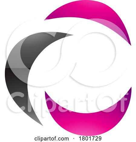 Black and Magenta Glossy Crescent Shaped Letter C Icon by cidepix