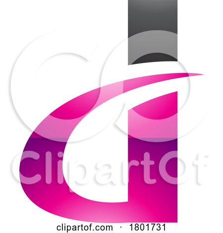Black and Magenta Glossy Curvy Pointed Letter D Icon by cidepix