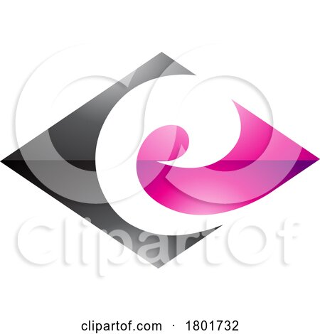 Black and Magenta Glossy Horizontal Diamond Shaped Letter E Icon by cidepix