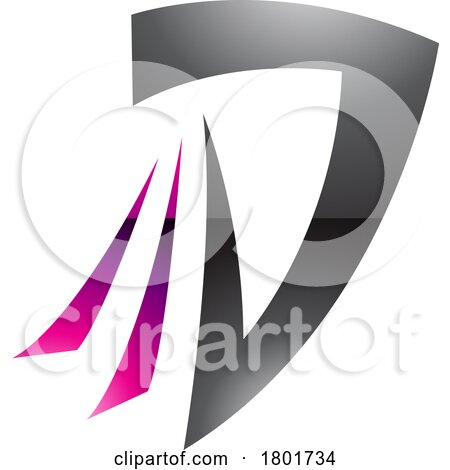 Black and Magenta Glossy Letter D Icon with Tails by cidepix
