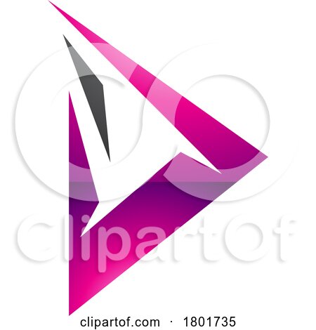 Black and Magenta Glossy Spiky Triangular Letter D Icon by cidepix