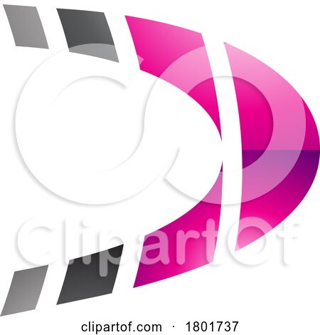 Black and Magenta Striped Glossy Letter D Icon by cidepix