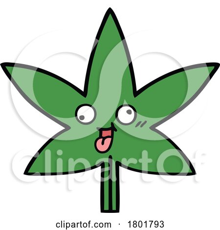 Cartoon Clipart Happy Marijuana Leaf by lineartestpilot