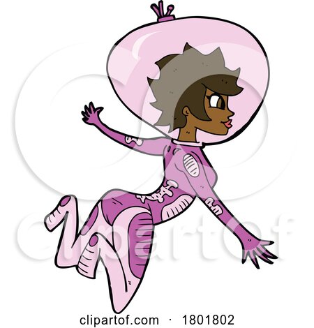 Cartoon Clipart Woman in Outer Space by lineartestpilot