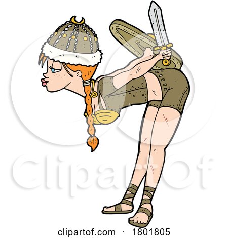 Cartoon Clipart Viking Woman Bending over to Kiss by lineartestpilot