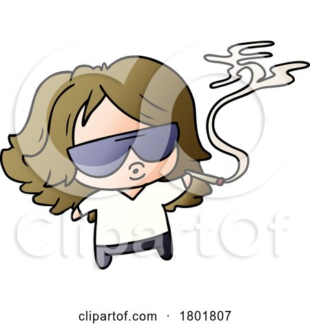 Cartoon Clipart Woman Smoking by lineartestpilot