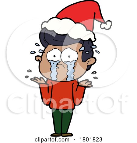 Cartoon Clipart Crying Christmas Guy by lineartestpilot