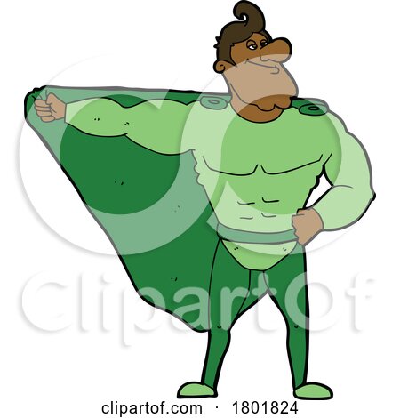 Cartoon Clipart Super Man in Green by lineartestpilot