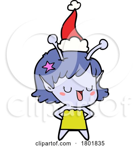 Cartoon Clipart Christmas Alien Girl by lineartestpilot
