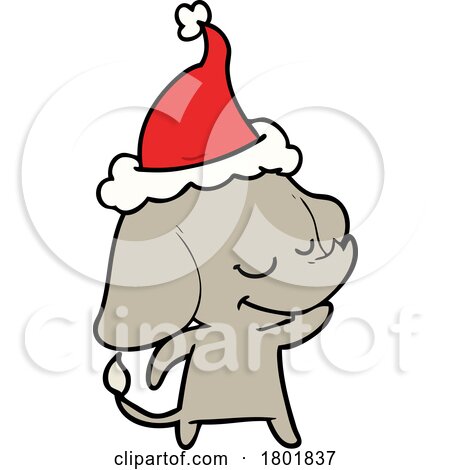 Cartoon Clipart Christmas Elephant by lineartestpilot