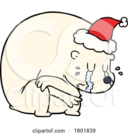 Cartoon Clipart Crying Christmas Polar Bear by lineartestpilot