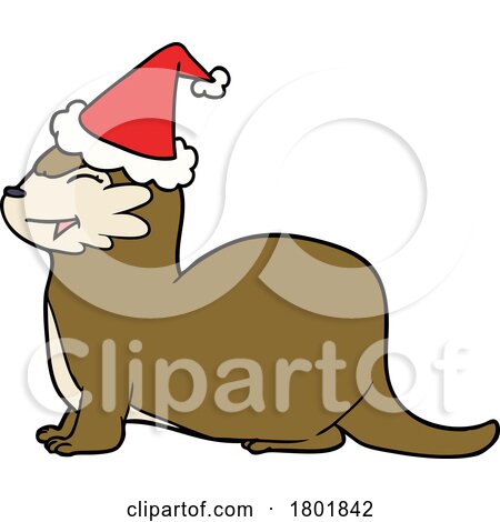 Cartoon Clipart Christmas Otter by lineartestpilot