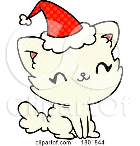Cartoon Clipart Christmas Cat by lineartestpilot