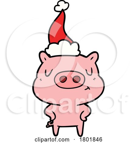 Cartoon Clipart Christmas Pig by lineartestpilot