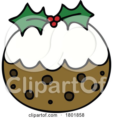 Cartoon Clipart Christmas Pudding by lineartestpilot
