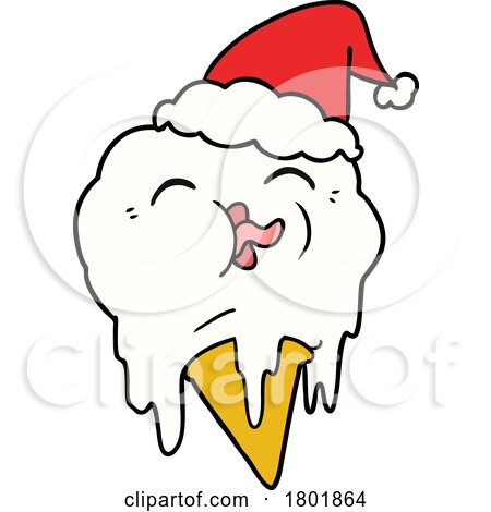 Cartoon Clipart Christmas Vanilla Ice Cream Cone by lineartestpilot
