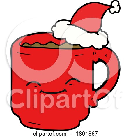 Cartoon Clipart Hot Drink Christmas Mascot by lineartestpilot