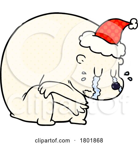 Cartoon Clipart Crying Christmas Polar Bear by lineartestpilot