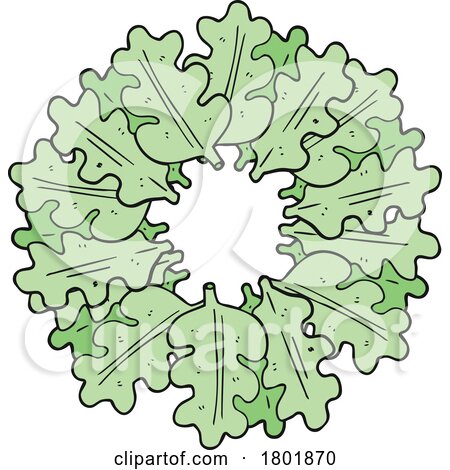Cartoon Clipart Christmas Wreath with Oak Leaves by lineartestpilot