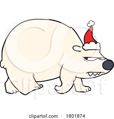 Cartoon Clipart Grumpy Christmas Polar Bear by lineartestpilot