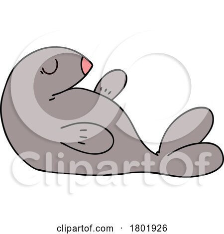 Cartoon Clipart Seal Waving by lineartestpilot